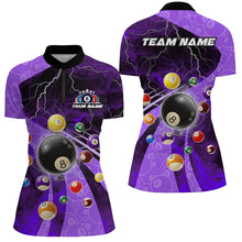Load image into Gallery viewer, 3D Billiard Balls Pool Shirts For Women Customized Lightning Billiard Jerseys Shorts Sleeve |Purple TDM2379