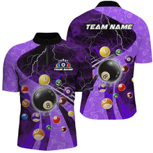 Load image into Gallery viewer, 3D Billiard Balls Pool Shirts For Men Customized Lightning Billiard Jerseys Shorts Sleeve |Purple TDM2379