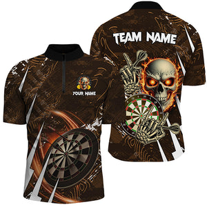 Personalized 3D Skull Darts Polo & 1/4 Zip Shirts For Men Custom Cool Darts League Team Jerseys TDM2391