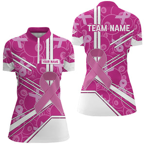 Pink Ribbon Breast Cancer Custom 8 Ball Pattern Billiard Shirts For Women, Pink Billiard Team Jerseys TDM2623