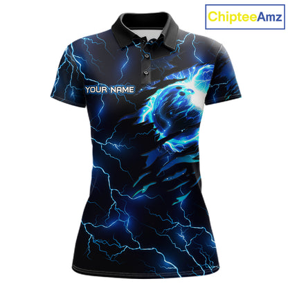 Blue Lightning Thunder Custom Cobra Snake Bowling Shirts For Women Personalized Bowling Team Jersey TDM7708