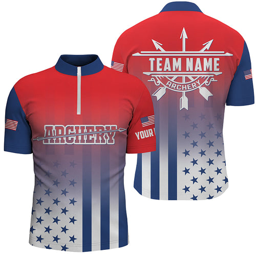 Personalized US Archery Patriotic Men Quarter-Zip Shirts Custom Archery Jersey Shirts TDM0457