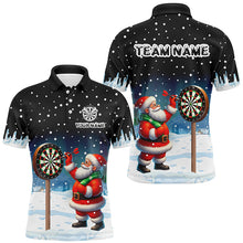 Load image into Gallery viewer, Funny Santa Playing Darts Custom Snow Background Men Dart Shirts, Christmas Dart Jerseys Dart Gift TDM2869