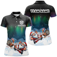 Load image into Gallery viewer, Funny Santa And Turkey Playing Darts Custom Dart Shirts For Women, Unique Christmas Dart Jerseys TDM2870