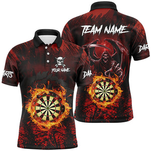 Personalized Red 3D Dart Board Fire Men Dart Shirts, Death Skeleton Dart Jerseys Cool Dart Outfit TDM2871