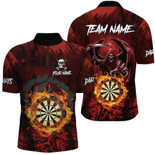 Load image into Gallery viewer, Personalized Red 3D Dart Board Fire Men Dart Shirts, Death Skeleton Dart Jerseys Cool Dart Outfit TDM2871