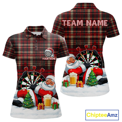 Funny Christmas Santa Womens Dart Shirts Custom Xmas Dart Jersey, Gifts For Dart Players TDM5130