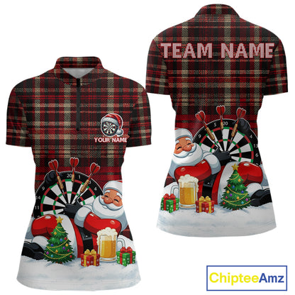 Funny Christmas Santa Womens Dart Shirts Custom Xmas Dart Jersey, Gifts For Dart Players TDM5130