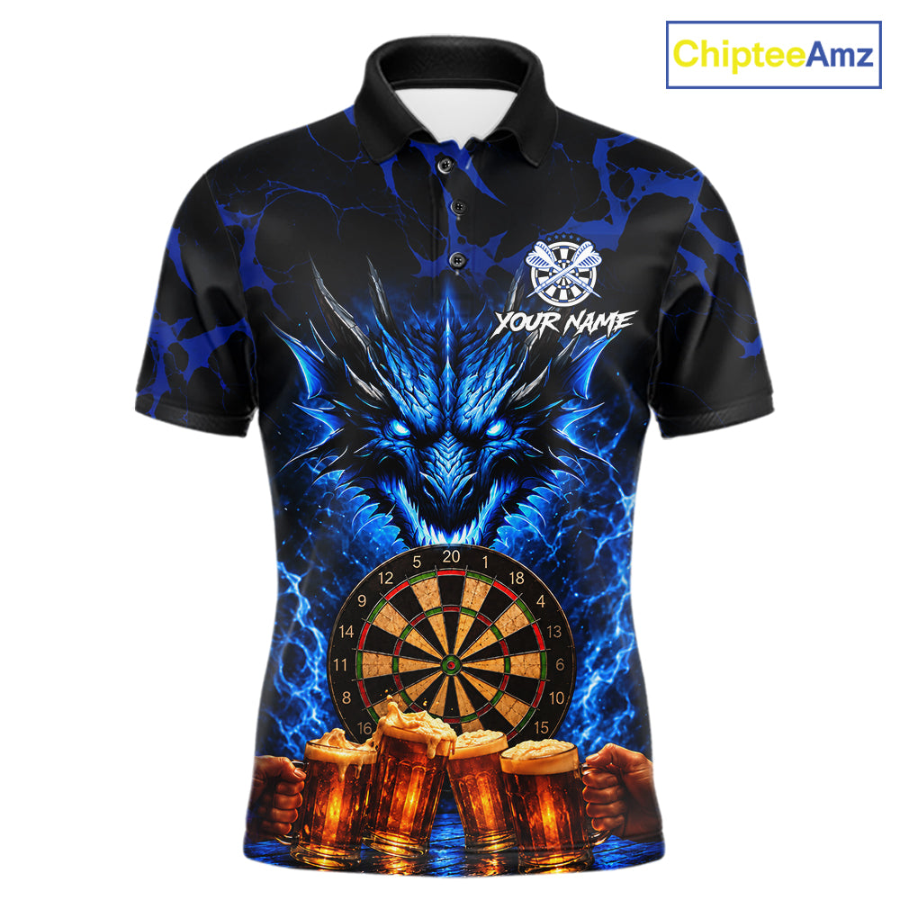 Black And Blue Personalized Dragon Beer Darts Shirts For Men Custom Darts League Team Jersey TDM8034