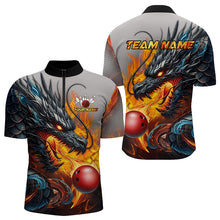 Load image into Gallery viewer, Personalized Dragon And Fire Bowling Shirts Polo &amp; 1/4 Zip For Men, Dragon Bowling Team Jerseys TDM3659