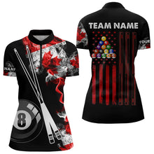 Load image into Gallery viewer, Personalized Canada Flag Smoke 8 Ball Pool Billiard Shirt For Women, Patriotic Billiard Team Jersey TDM3660