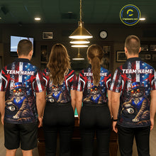 Load image into Gallery viewer, Funny Cat 8 Ball Billiard Shirt For Men Custom Vintage US Flag Pool Team Jersey Polo &amp; 1/4 Zip TDM5983