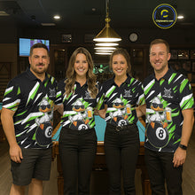 Load image into Gallery viewer, Custom Green Funny Duck 8 Ball Pool Billiard Shirt For Men, Billiard Team Jersey Polo &amp; 1/4 Zip TDM6451