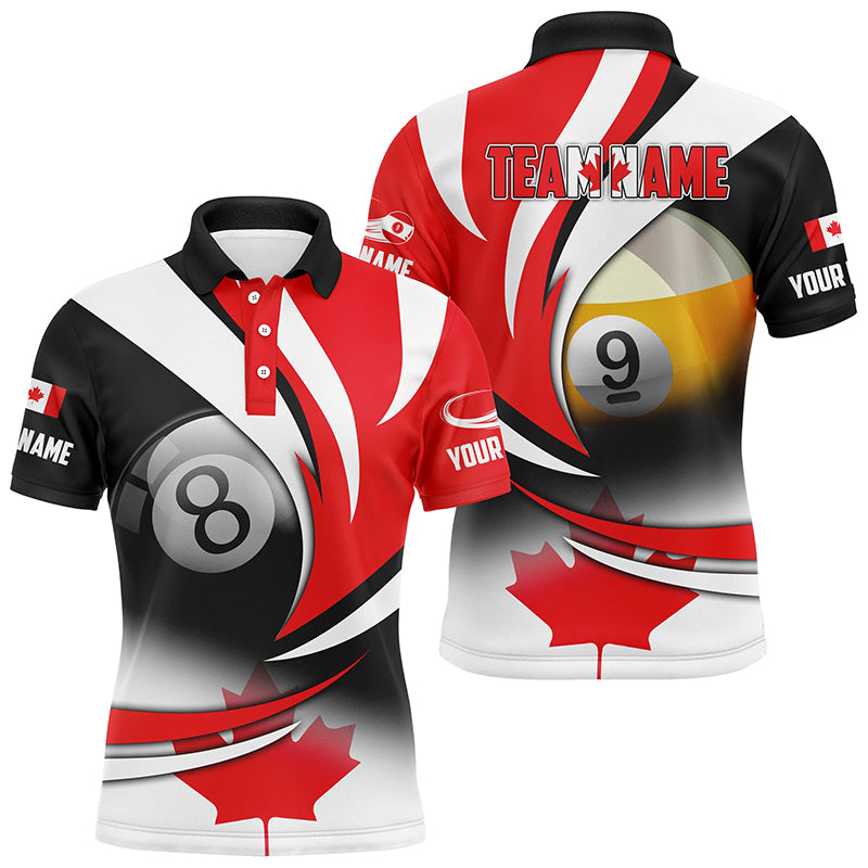 8 Ball & 9 Ball Pool Custom Canada Flag Billiard Shirts For Men, Patriotic Billiard Pool Jerseys TDM2138
