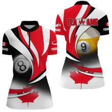 Load image into Gallery viewer, 8 Ball &amp; 9 Ball Pool Custom Canada Flag Billiard Shirts For Women, Patriotic Billiard Pool Jerseys TDM2138