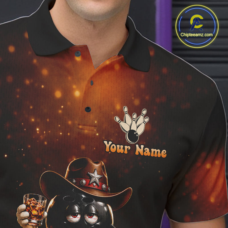 Funny Bourbon Drunk Cowboy Bowling Shirts For Men Custom Vintage Bowling Team Jersey TDM7725