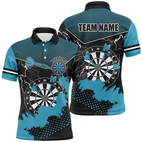 Personalized Blue Grunge Lightning Dart Shirts For Men Custom Dart Jerseys Team Uniform TDM2881