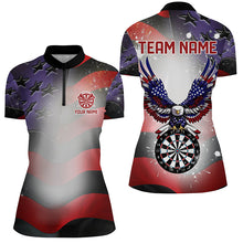 Load image into Gallery viewer, Personalized American Flag Eagle Darts Shirts For Women Custom Pride Patriotic Dart Jerseys |Black TDM2885