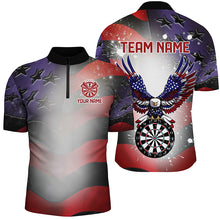 Load image into Gallery viewer, Personalized American Flag Eagle Darts Shirts For Men Custom Pride Patriotic Dart Jerseys |Black TDM2885