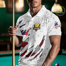 Load image into Gallery viewer, 9 Ball Pool US Flag White Grunge Custom Men&#39;s Billiard Shirt, Patriotic Billiard Team Jersey TDM5138