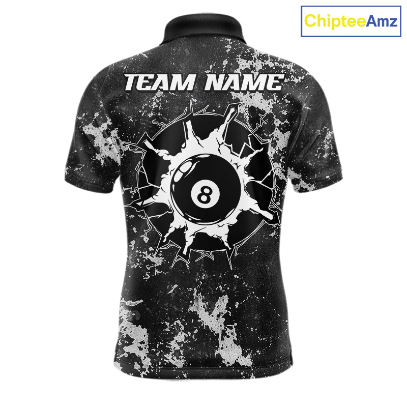 American Flag Grunge 8 Ball Billiard Pool Shirts For Men Custom Patriotic Billiard Team Jersey TDM8056