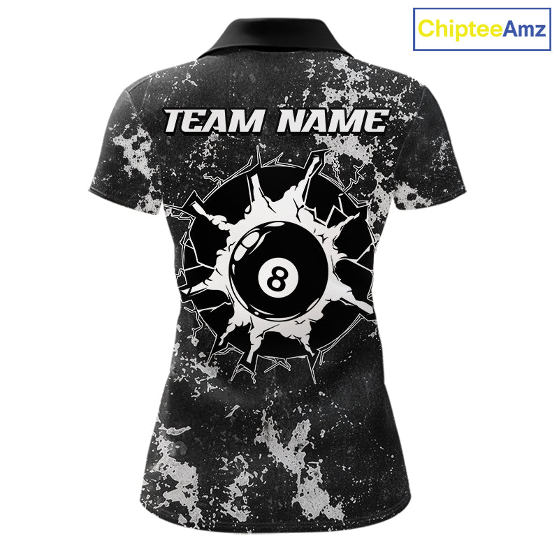 American Flag Grunge 8 Ball Billiard Pool Shirts For Women Custom Patriotic Billiard Team Jersey TDM8056