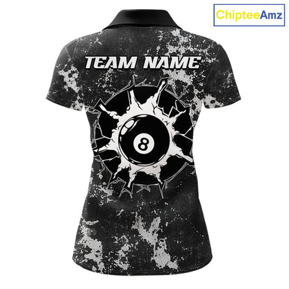American Flag Grunge 8 Ball Billiard Pool Shirts For Women Custom Patriotic Billiard Team Jersey TDM8056
