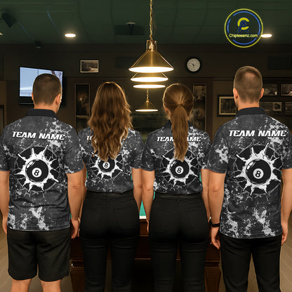 American Flag Grunge 8 Ball Billiard Pool Shirts For Women Custom Patriotic Billiard Team Jersey TDM8056