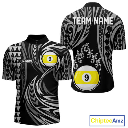 Black And White 9 Ball Pool Tribal Billiard Shirts For Men Custom 9 Ball Billiard Team Jersey TDM8057