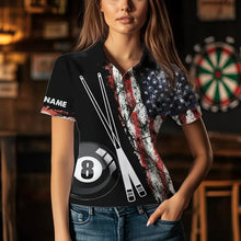 Load image into Gallery viewer, Retro Grunge American Flag 8 Ball Pool Billiard Shirt For Women Custom Patriotic Billiard Team Jersey TDM3349