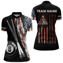 Load image into Gallery viewer, Retro Grunge American Flag 8 Ball Pool Billiard Shirt For Women Custom Patriotic Billiard Team Jersey TDM3349