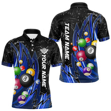 Load image into Gallery viewer, Personalized Wings Blue Grunge Light Billiard Shirts For Men Custom 3D Pool Balls Billiard Jerseys TDM3352