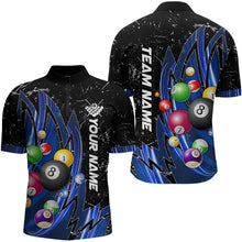 Load image into Gallery viewer, Personalized Wings Blue Grunge Light Billiard Shirts For Men Custom 3D Pool Balls Billiard Jerseys TDM3352