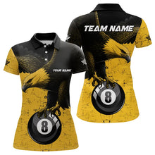 Load image into Gallery viewer, Personalized Yellow Black Eagle 8 Ball Pool Billiard Shirts For Women Custom Cool Billiard Jerseys TDM3358