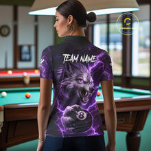 Load image into Gallery viewer, Purple 8 Ball Pool Wolf Lightning Billiard Shirt For Women Custom Billiard Team Jersey Polo &amp; 1/4 Zip TDM5613