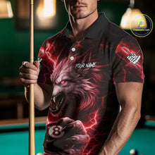 Load image into Gallery viewer, Red 8 Ball Pool Wolf Lightning Billiard Shirt For Men Custom Billiard Team Jersey Polo &amp; 1/4 Zip TDM5614