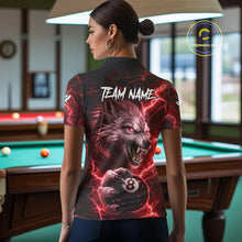 Load image into Gallery viewer, Red 8 Ball Pool Wolf Lightning Billiard Shirt For Women Custom Billiard Team Jersey Polo &amp; 1/4 Zip TDM5614