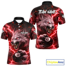 Load image into Gallery viewer, Red 8 Ball Pool Wolf Lightning Billiard Shirt For Men Custom Billiard Team Jersey Polo &amp; 1/4 Zip TDM5614