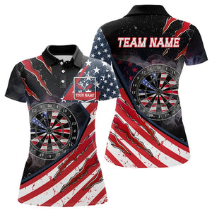 American Flag Smoke Dart Shirts For Women Custom Darts Jersey Pocket Option TDM3518
