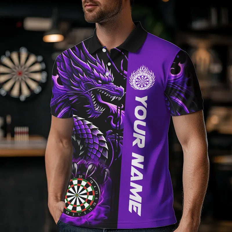 Custom Dragon Dart Shirts For Men, Personalized 3D Dart League Uniform Best Dart Jerseys |Purple TDM3501