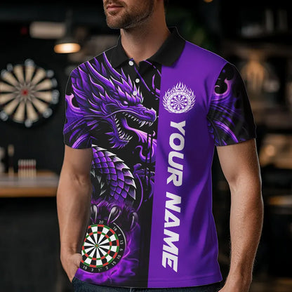 Custom Dragon Dart Shirts For Men, Personalized 3D Dart League Uniform Best Dart Jerseys |Purple TDM3501