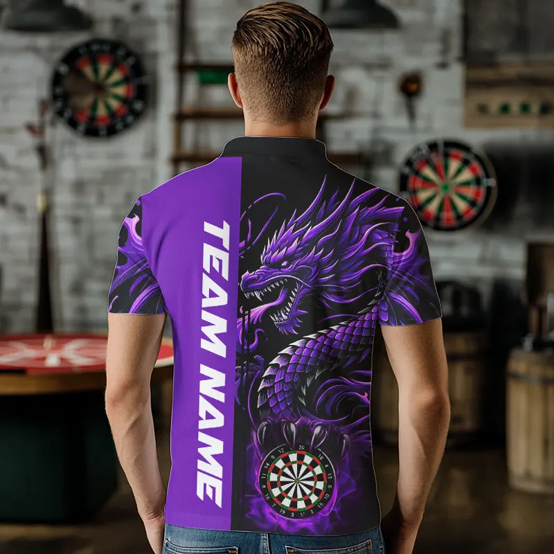 Custom Dragon Dart Shirts For Men, Personalized 3D Dart League Uniform Best Dart Jerseys |Purple TDM3501