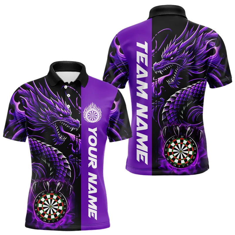 Custom Dragon Dart Shirts For Men, Personalized 3D Dart League Uniform Best Dart Jerseys |Purple TDM3501