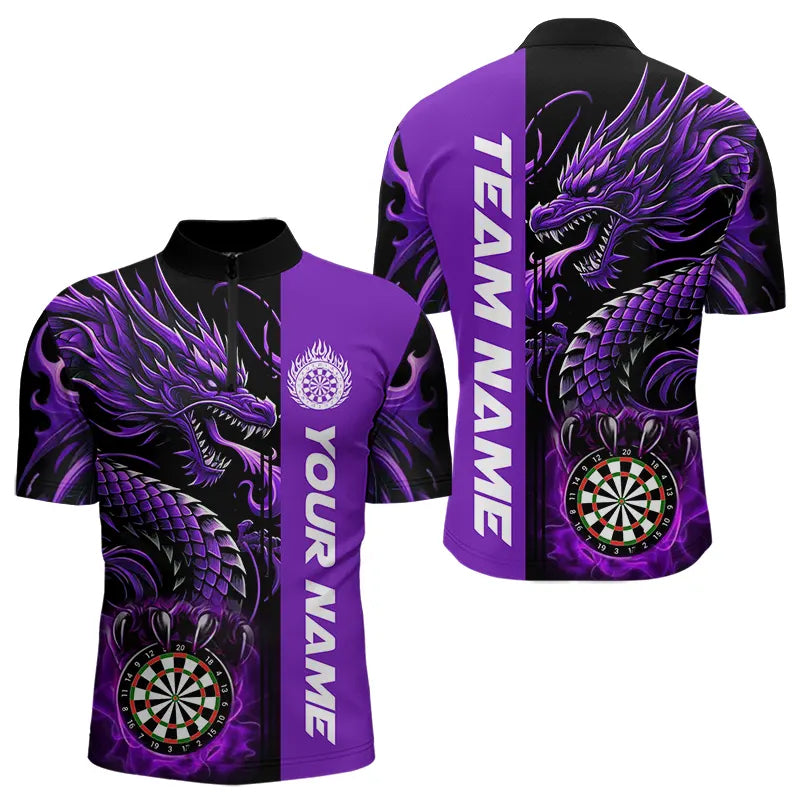 Custom Dragon Dart Shirts For Men, Personalized 3D Dart League Uniform Best Dart Jerseys |Purple TDM3501