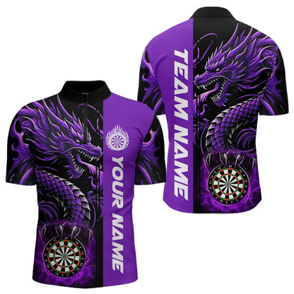 Custom Dragon Dart Shirts For Men, Personalized 3D Dart League Uniform Best Dart Jerseys |Purple TDM3501