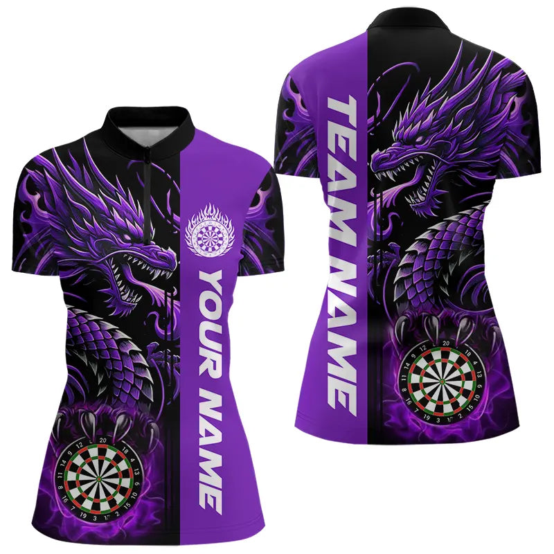 Custom Dragon Dart Shirts For Women, Personalized 3D Dart League Uniform Best Dart Jerseys |Purple TDM3501