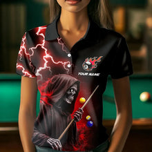 Load image into Gallery viewer, Red Grim Reaper Billiard Shirts For Women Custom Thunder Lightning Team League Billiard Jerseys TDM3661