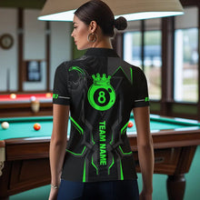 Load image into Gallery viewer, Customized 8 Ball Pool Crown Women Billiard Shirts, Green And Black Billiard Team Shirts Pool Jersey TDM3664