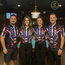 Load image into Gallery viewer, Vintage American Flag Eagle 8 Ball Billiard Shirt For Men Custom Pool Team Jersey Polo &amp; 1/4 Zip TDM5991