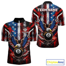 Load image into Gallery viewer, Vintage American Flag Eagle 8 Ball Billiard Shirt For Men Custom Pool Team Jersey Polo &amp; 1/4 Zip TDM5991